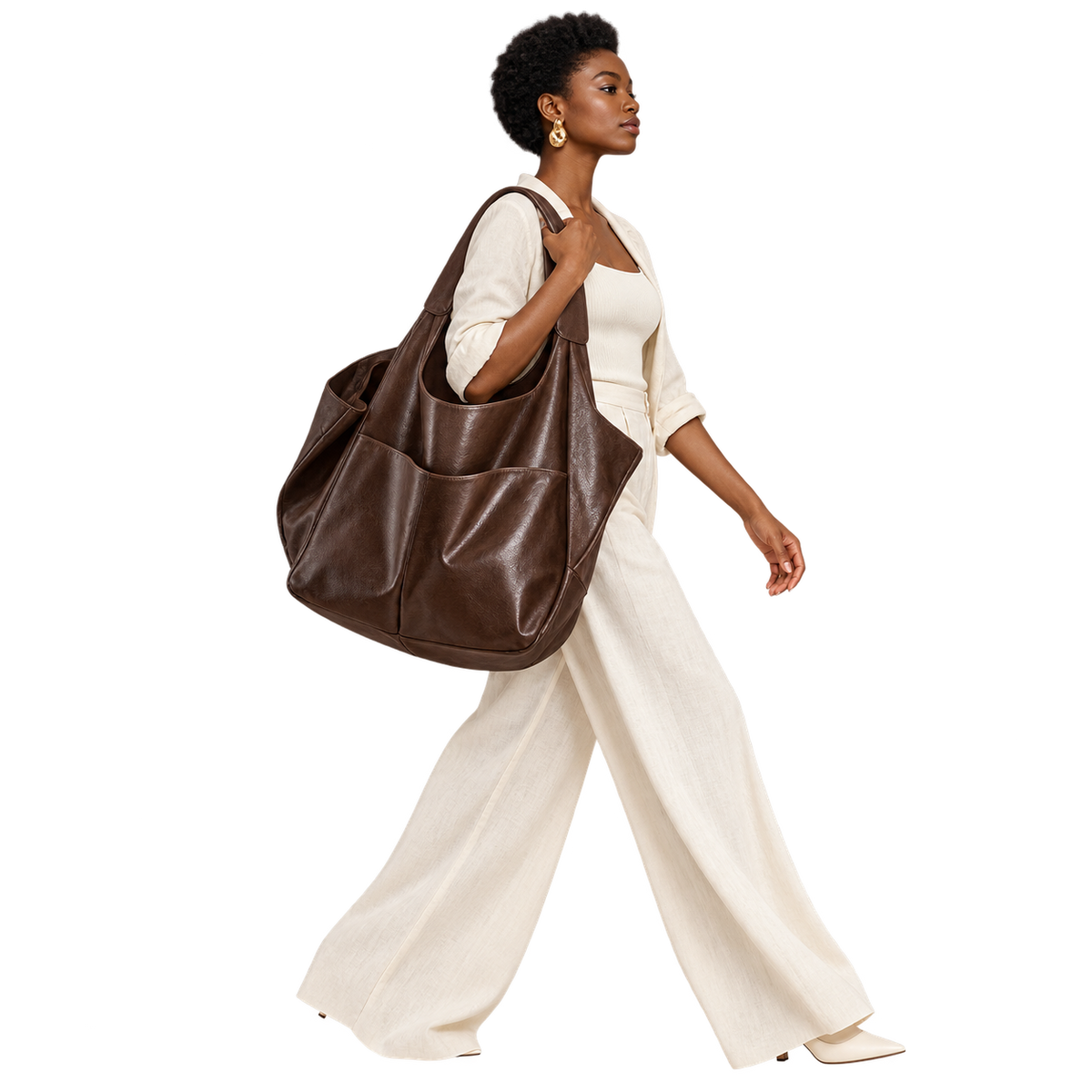 Oversized Brown Slouchy Tote Bag