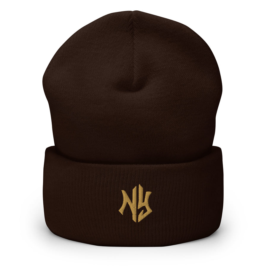 NY Cuffed Beanie in Brown