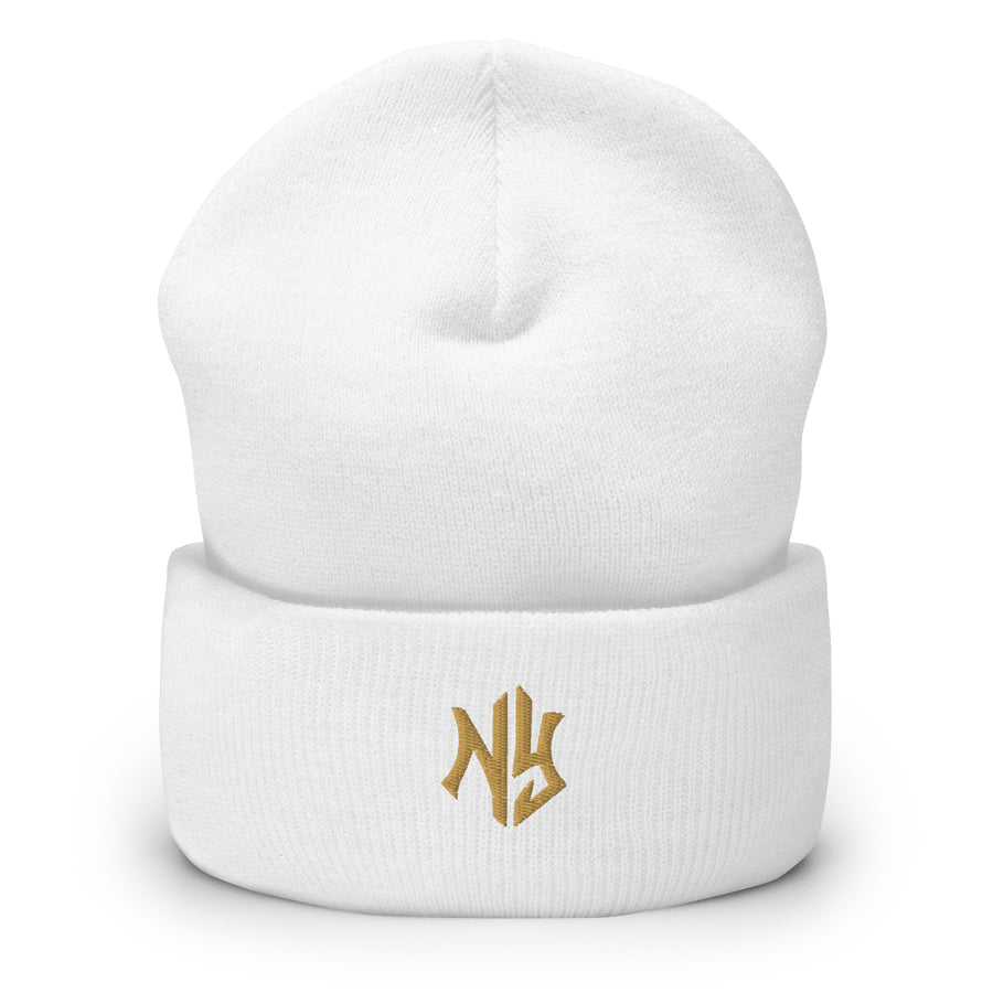 NY Cuffed Beanie in White